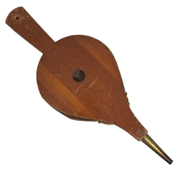 VTG Heart Hobnail Bellow Leather Wood Brass Made in Sweden Works *READ* - Picture 5 of 8